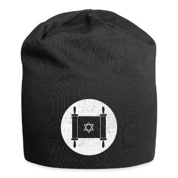 Torah scroll in a white circle - Jersey Beanie - black - Front