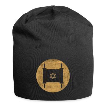 Torah scroll in a golden circle - Jersey Beanie - black - Front