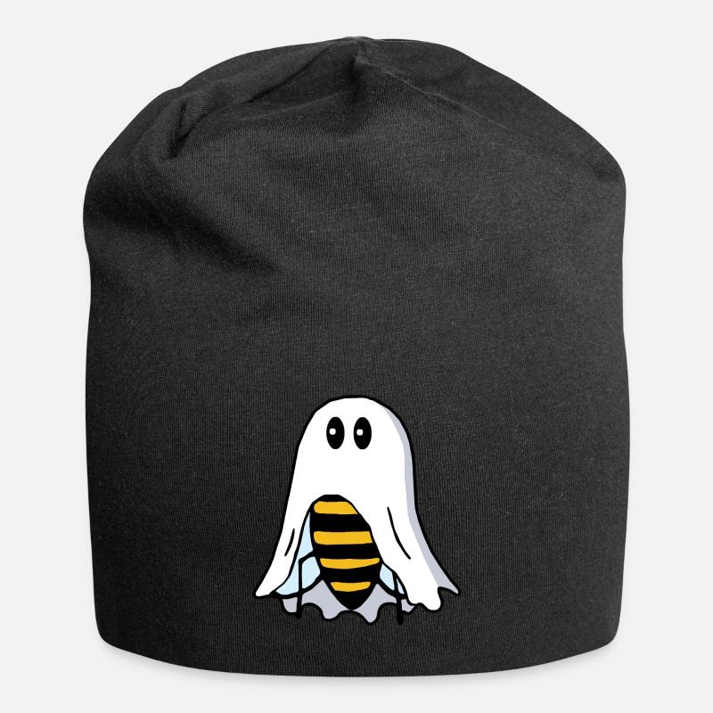 Funny Bee Disguised as Ghost Ghost - Jersey Beanie - black
