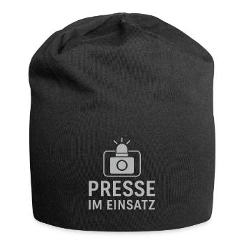 Presse im Einsatz - Jersey-Beanie - Schwarz - Vorne