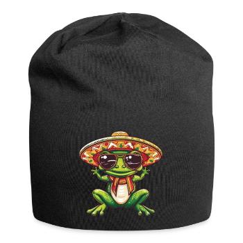 Frog Funny Sombrero - Jersey Beanie - black - Front