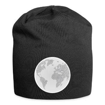 Geometrischer Globus Design - Jersey-Beanie - Schwarz - Vorne
