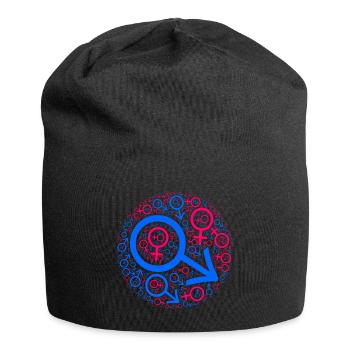 Gender-Kuddelmuddel im Kreis-Design - Jersey-Beanie - Schwarz - Vorne