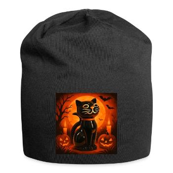 Grusel Katze Halloween Geschenk - Jersey-Beanie - Schwarz - Vorne