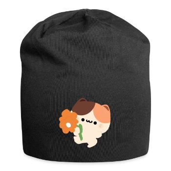 Chat Tortie romantique - Bonnet en jersey - noir - Devant