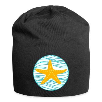 Étoile de mer Vagues Cercle Lac Mer Étoile Maritime Bande dessinée - Bonnet en jersey - noir - Devant