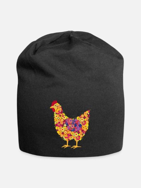 Blumenhuhn Bunt Farbenspiel - Jersey-Beanie - Schwarz