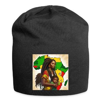 Afrikanisches Mädchen und Frau in kultureller Allianz - Jersey-Beanie - Schwarz - Vorne