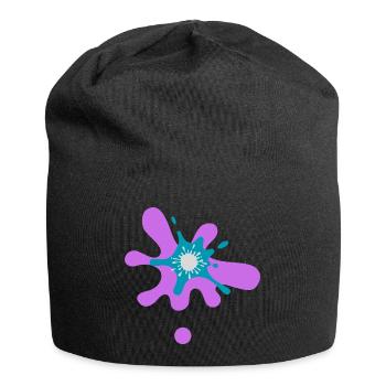 Abstrakter Farbspritzer Druck - Jersey-Beanie - Schwarz - Vorne