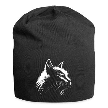 Katze weiß :-) - Jersey-Beanie - Schwarz - Vorne
