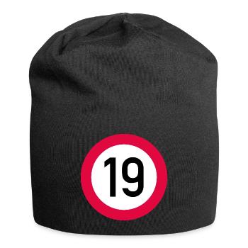 19. Geburtstag Achtung! Verkehrsschild 19 Km/h - Jersey-Beanie - Schwarz - Vorne
