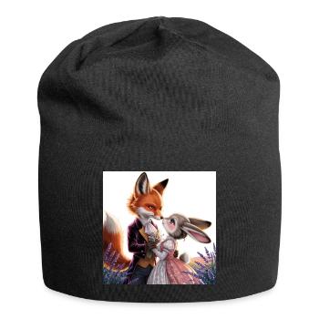 Fabelhochzeit: Fuchs und Hase - Jersey-Beanie - Schwarz - Vorne