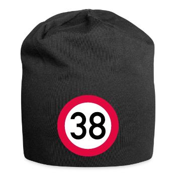 38. Geburtstag Achtung! Verkehrsschild 38 Km/h - Jersey-Beanie - Schwarz - Vorne