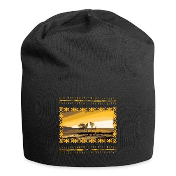 Goldene Abendlandschaft Baum Can Picafort - Jersey-Beanie - Schwarz - Vorne