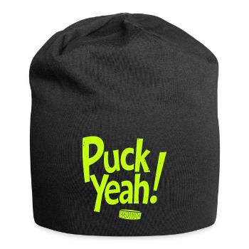 Puck Yeah Eishockey Spruch Hockey Puck Grafik - Jersey Beanie - black - Front