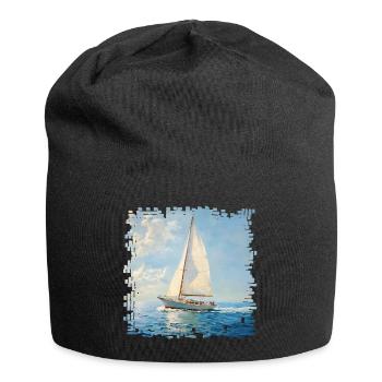 Sailboat in Sea Wind Painting - Jersey Beanie - black - Front