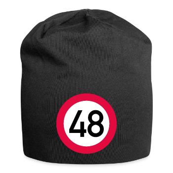 48. Geburtstag Achtung! Verkehrsschild 48 Km/h - Jersey-Beanie - Schwarz - Vorne