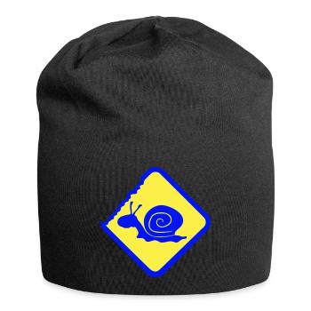Snail Warning Caution Danger Sign - Jersey Beanie - black - Front