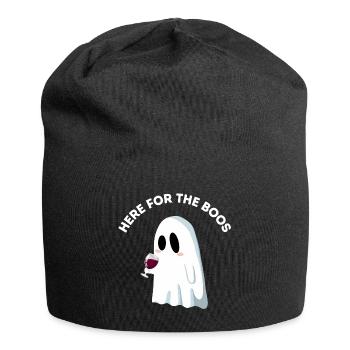 Here for the Boos – Funny Ghost Pun - Jersey Beanie - black - Front