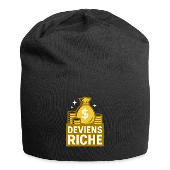 Reich werden - Jersey-Beanie - Schwarz - Vorne