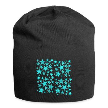 Turquoise Star Pattern - Jersey Beanie - black - Front