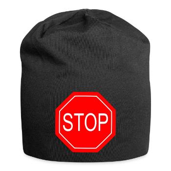 Stop Sign Bold Graphic Print - Jersey Beanie - black - Front