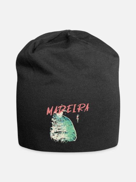 Schwarzer Strand Badegast Madeira Illustration - Jersey-Beanie - Schwarz