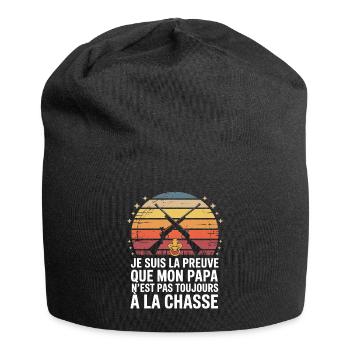 Preuve Papa Chasseur Humour Décalé - Bonnet en jersey - noir - Devant