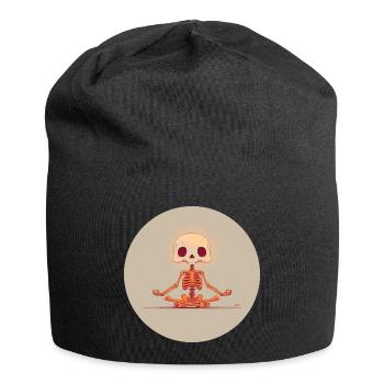 Skelett Meditationspose in Orange - Jersey-Beanie - Schwarz - Vorne