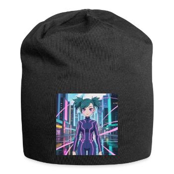 Neon Cybersuit Lichtlinien - Jersey-Beanie - Schwarz - Vorne