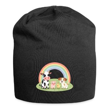 Les animaux sont des amis Pastel Ferme Design de ferme - Bonnet en jersey - noir - Devant