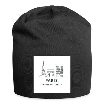 Paris Linienkunst Silhouette Wahrzeichen - Jersey-Beanie - Schwarz - Vorne