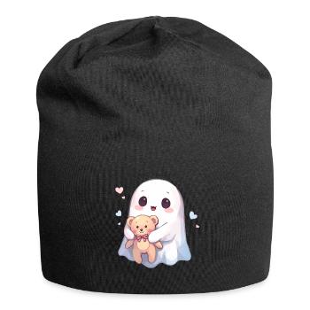 Kawaii Ghost with Teddy Bear and Hearts - Jersey Beanie - black - Front