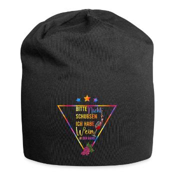 Wein in der Hand bunte Triangel Spruch - Jersey-Beanie - Schwarz - Vorne
