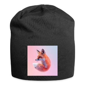 Pastel geometric neon fox - Jersey Beanie - black - Front