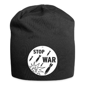 STOP WAR - Jersey-Beanie - Schwarz - Vorne