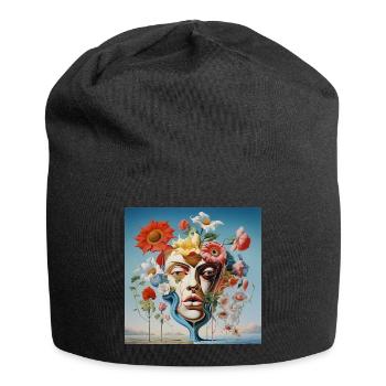 Blumenmaskenporträt Surreal - Jersey-Beanie - Schwarz - Vorne