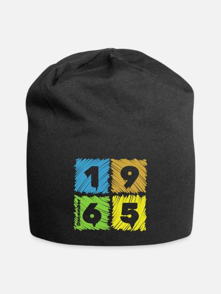 60. Geburtstag Farbige Patches since 12/1965 - Jersey-Beanie - Schwarz