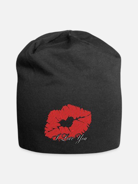 Heart in romantic points I love you - Jersey Beanie - black