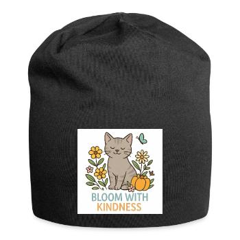 Splendeur florale adaptée aux chats - Bonnet en jersey - noir - Devant