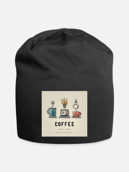 Kaffee Code Design - Jersey-Beanie - Schwarz