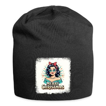 Retro Weihnachten Pin-Up T-Shirt - Jersey-Beanie - Schwarz - Vorne