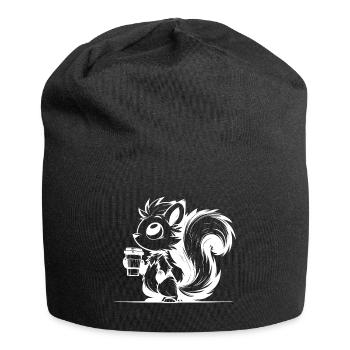 Eichhörnchen im Koffeinrausch - Bin schon wach - Jersey-Beanie - Schwarz - Vorne