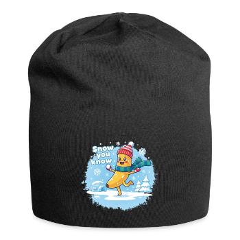 Banane cute sautant dans la neige - Snow you know - Bonnet en jersey - noir - Devant