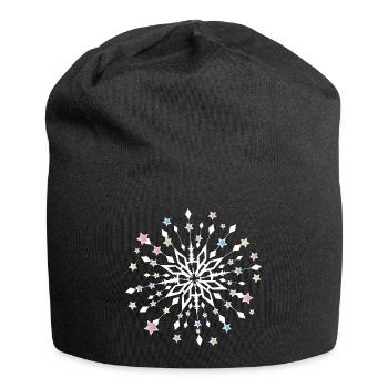 Mandala étoile de Noël avec des étoiles colorées - Bonnet en jersey - noir - Devant