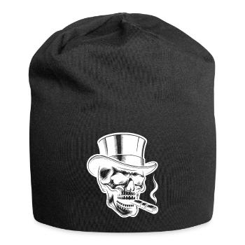 Daring Skull with Elegant Top Hat - Jersey Beanie - black - Front