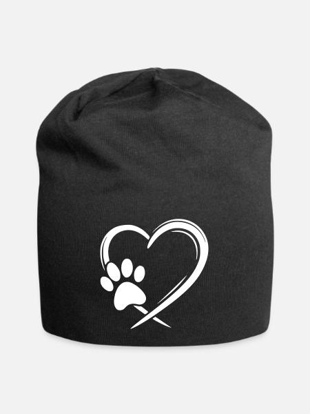 Herz Pfote - Jersey-Beanie - Schwarz