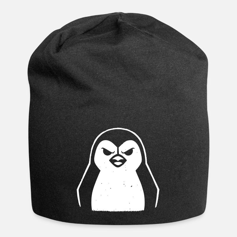 penguin stencil grunge minimalist-vector Linux - Jersey Beanie - black