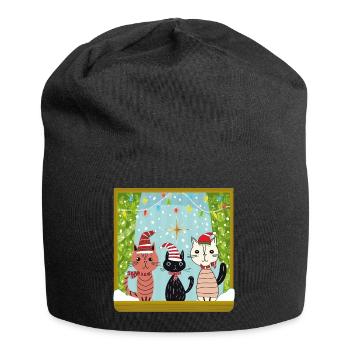 Katzen Weihnachtszauber - Jersey-Beanie - Schwarz - Vorne