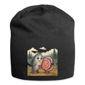 Amitié entre le hareng et l’oignon - Bonnet en jersey - noir - Devant
